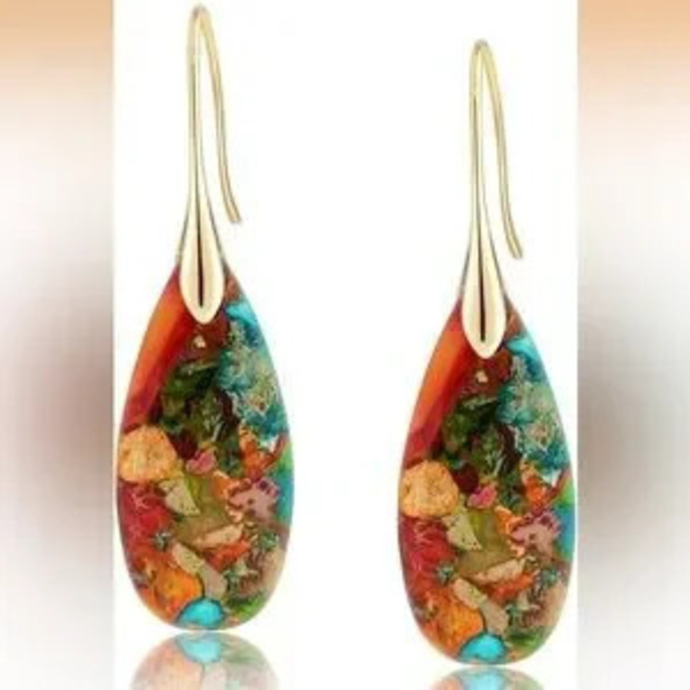 Elara Healing Stone Fishhook Drop Earrings